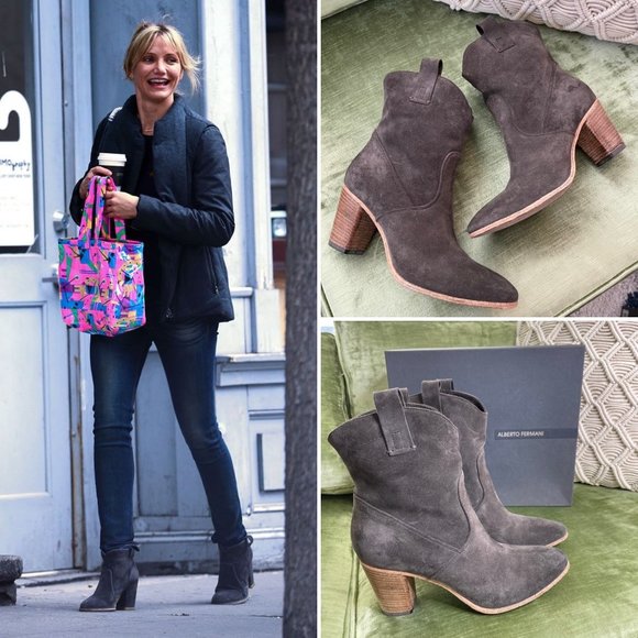 Alberto Fermani Chiara Ankle Boots in Anthracite Size 7.5 Sz 37.5 Stacked Heel - Picture 2 of 11